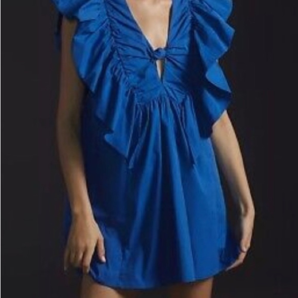 Anthropolie Blue Tassel dress xl